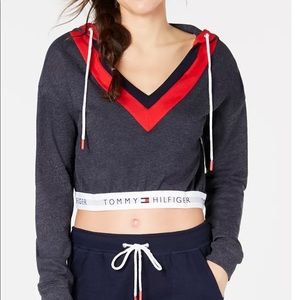 Tommy Hilfiger Retro Crop Lounge Hoodie Blue size XS